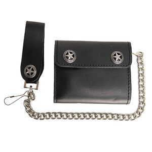5890 MLW7823 's 4.25" Western Star Black Bi-Fold Leather Biker Wallet